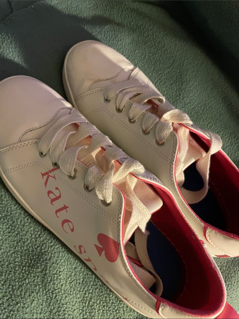 Kate Spade White and Pink Logo Lace-Up Kids Sneakers